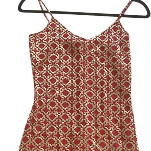 Le Château Vtg “Rhapsody” Maxi Slip Dress Sz M Gold Burnt Orange Velvet Burnout - Picture 2 of 8